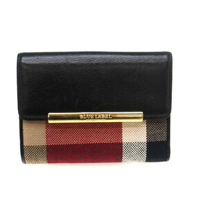 Burberry Hook Wallet Double Canvas Leather Red Black